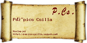 Pápics Csilla névjegykártya
